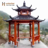 Chòi lục giác 2 mái gỗ thông dầu