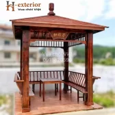 Chòi gỗ thông dầu vuông 1 mái hiện đại