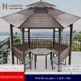 Chòi sân vườn lục giác mái kẽm 3x3 m
